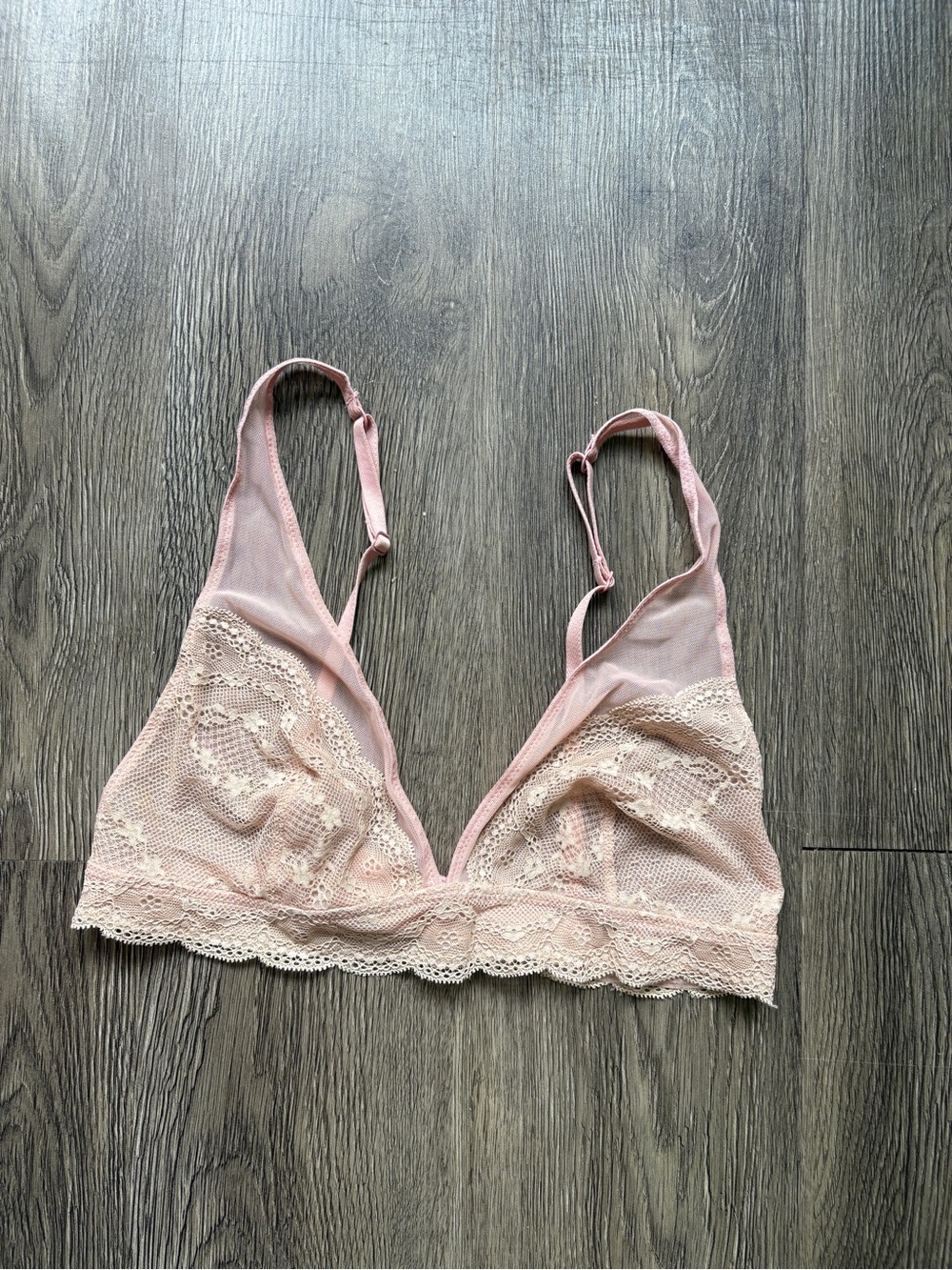 Pink Lace Floral Embroidered Bralette | Scalloped Edge